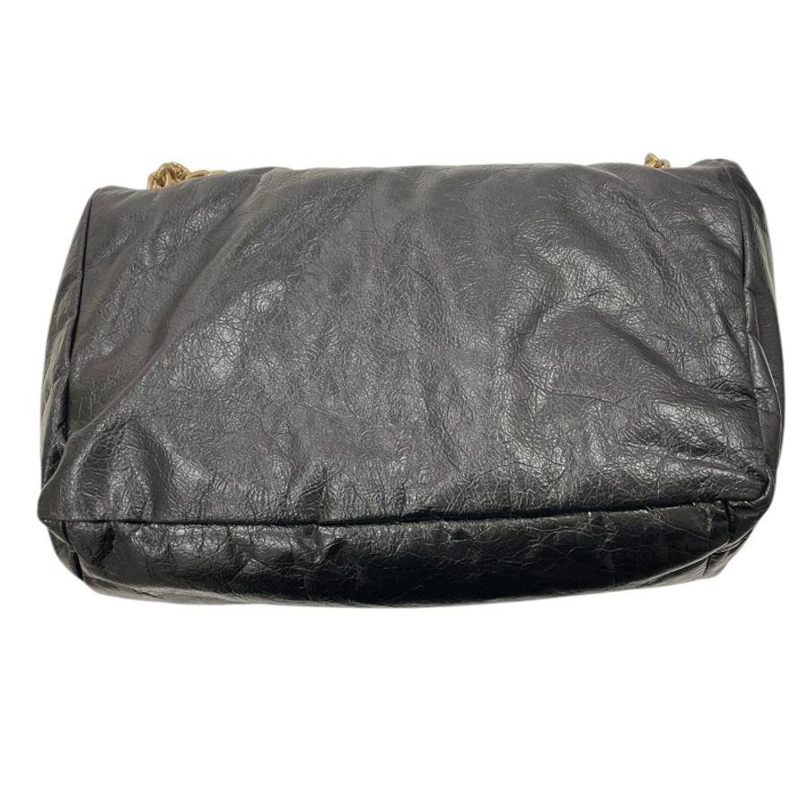 BALENCIAGA 巴黎世家 765945 MONACO MEDIUM 鍊條肩背包 中號 皮革 黑色 金釦-2