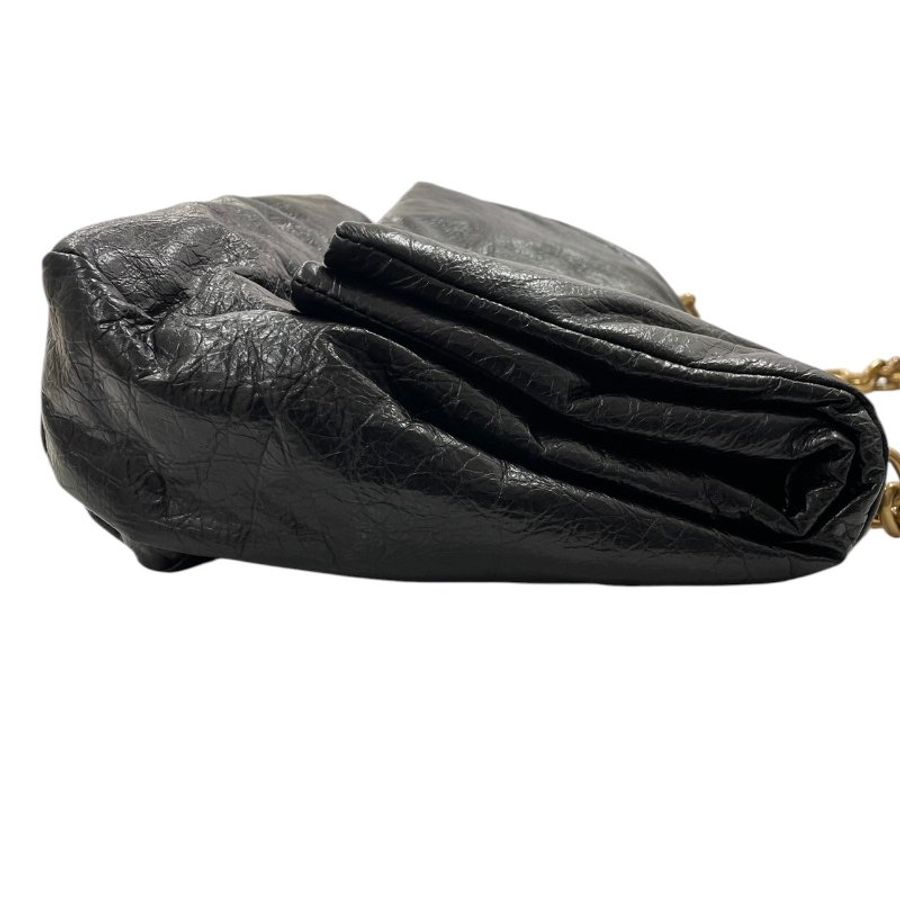 BALENCIAGA 巴黎世家 765945 MONACO MEDIUM 鍊條肩背包 中號 皮革 黑色 金釦-4