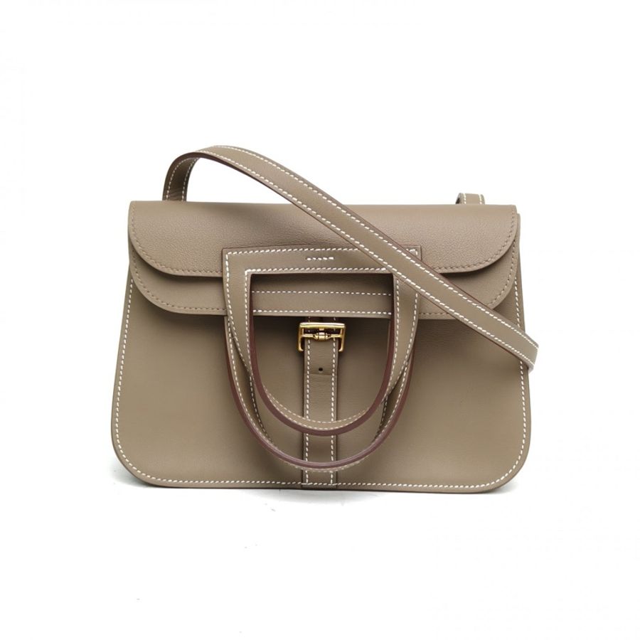 HERMES HalzanMINI22大象灰Swift皮W刻金扣-0