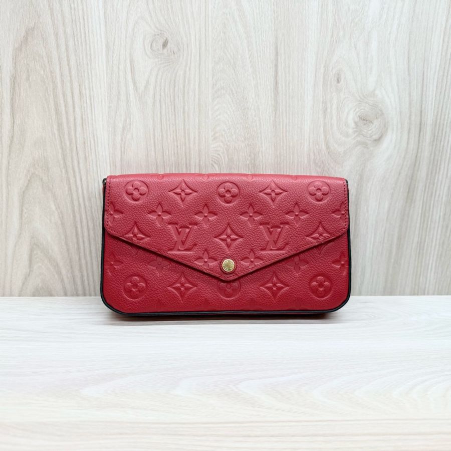 LV❤️紅牛皮壓紋Pochette Felicie鏈包M64065-1