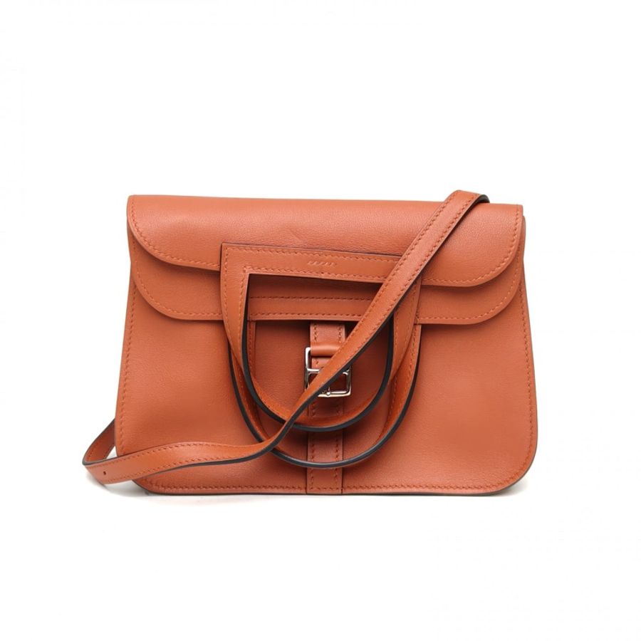 HERMES HalzanMINI22古銅色Swift皮A刻銀扣-0