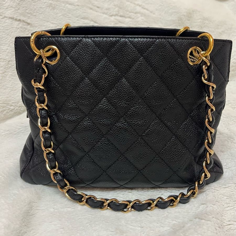Chanel 黑金荔枝牛皮單肩鏈條手提包/肩背包-3