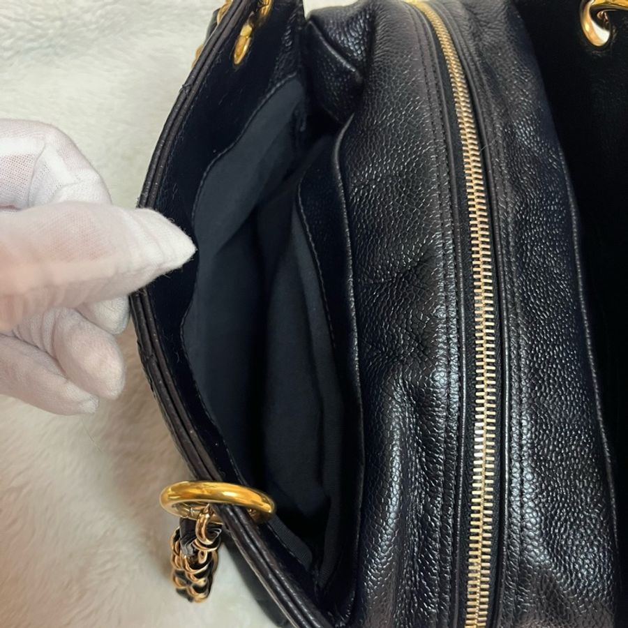 Chanel 黑金荔枝牛皮單肩鏈條手提包/肩背包-14