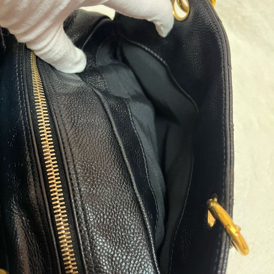 Chanel 黑金荔枝牛皮單肩鏈條手提包/肩背包-15