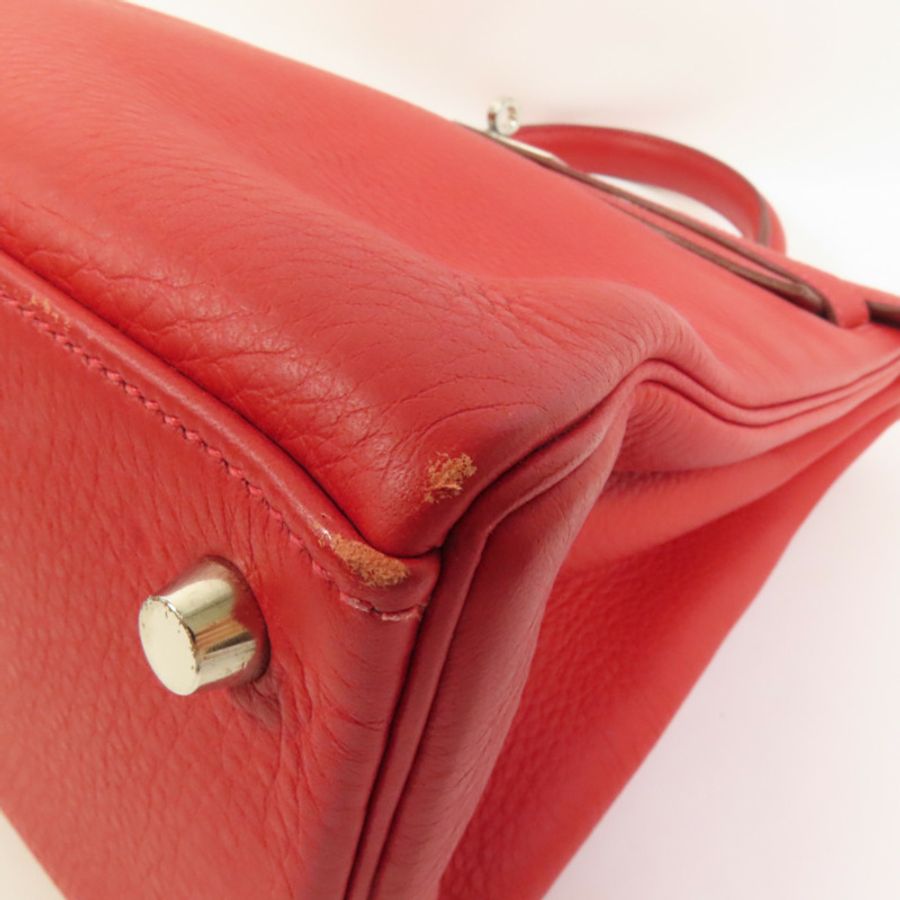 HERMES Togo皮革Kelly 32手挽肩背兩用袋Rouge de Coeur-13