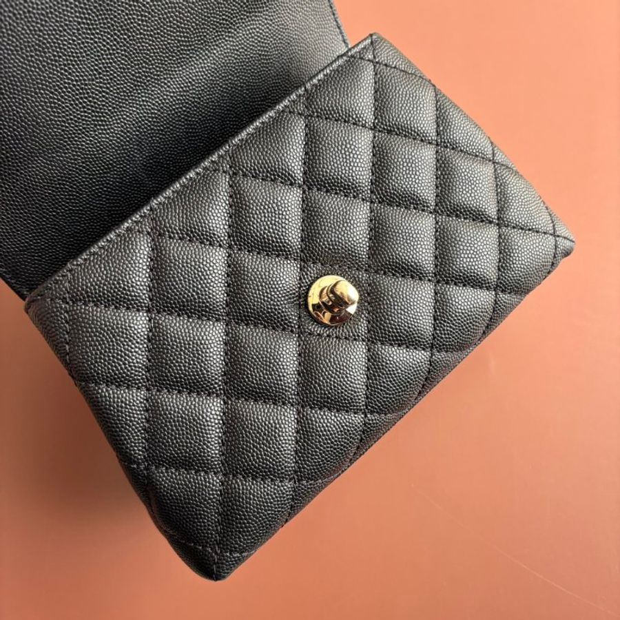 ::CHANEL:: AS2215 Mini Coco Handle 黑色荔枝牛皮金釦迷你手把口蓋包-9
