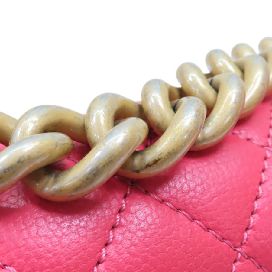 粉色 菱格紋 羊皮 BOY20 鍊帶肩背包 金釦【CHANEL 香奈兒】 A67085-10