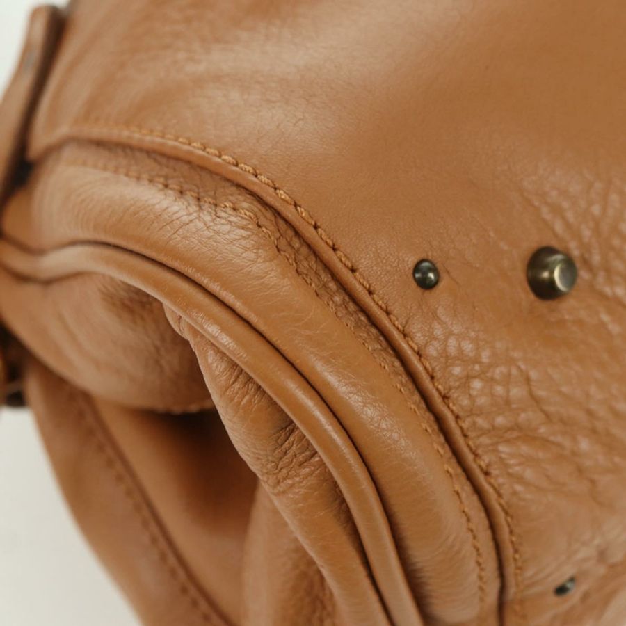 【日本直送】Chloe Paddington 手提包，棕色、金色、銀色皮革，正品 am11221SAM-7