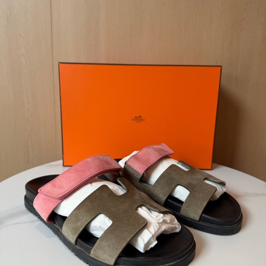 Hermes愛馬仕 拼色麂皮二舅鞋-0