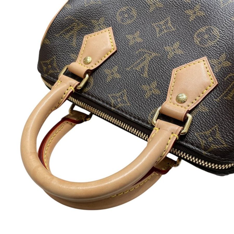 LOUIS VUITTON 路易威登 M46234 SPEEDY BANDOULIERE 20 迷你波士頓包 PVC帆布 老花 棕色×奶茶色 金釦-9