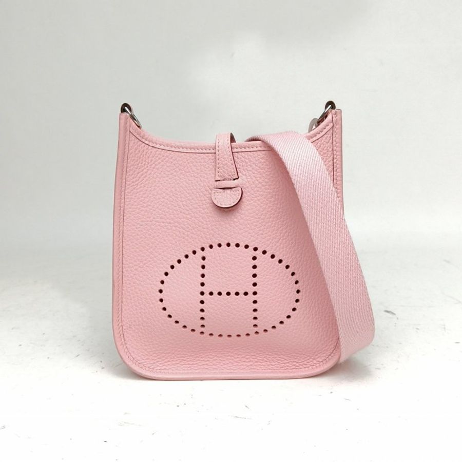 HERMES EvelyneMini16新櫻花粉TC皮K2025銀扣肩背包-0