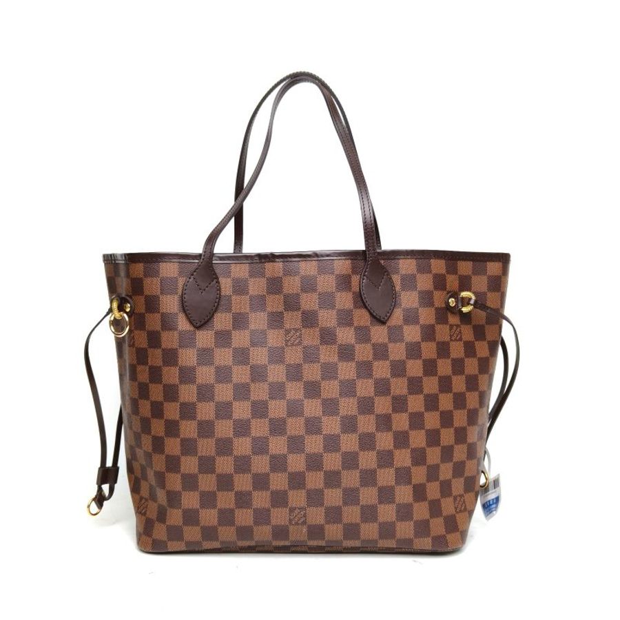 LOUIS VUITTON Neverfull中號31配子袋棕色棋盤格PVC金扣2021肩背包-0