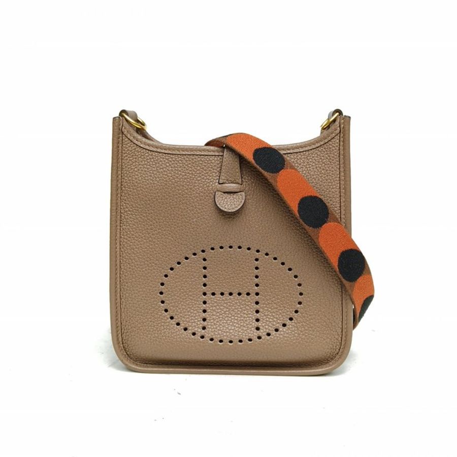 HERMES EvelyneMini16威瑪犬米色TC皮Z刻金扣肩背包-0