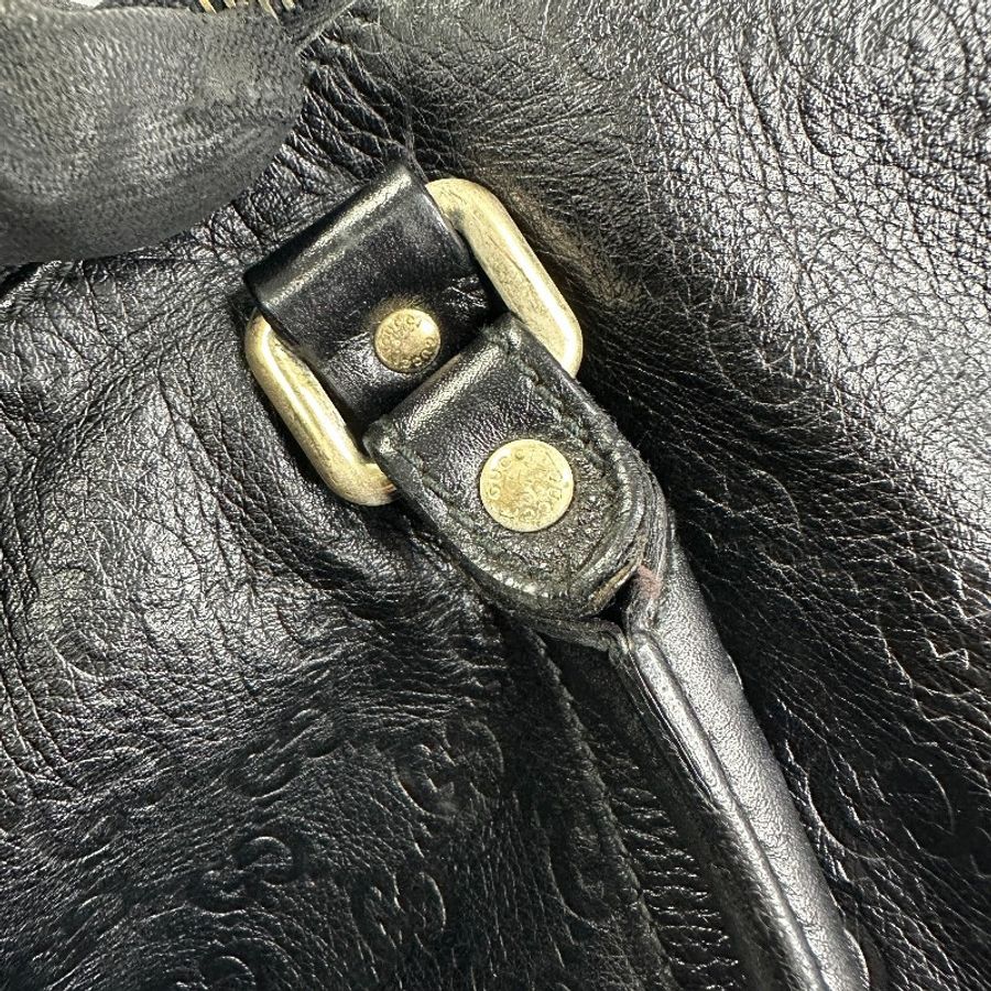 GUCCI 黑色 GUCCISSIMA皮革GG logo壓紋2WAY 旅行袋(guccissima 206501)-4