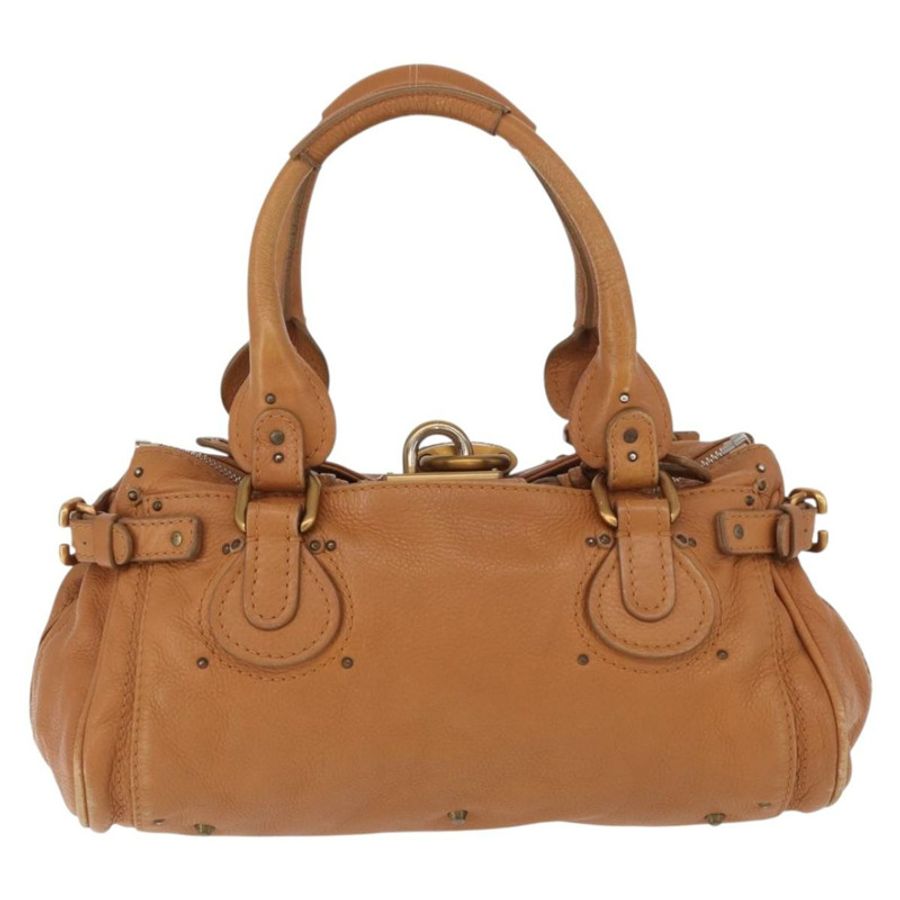 【日本直送】Chloe Paddington 手提包,棕色、銀色、金色皮革,正品 am11277A-1