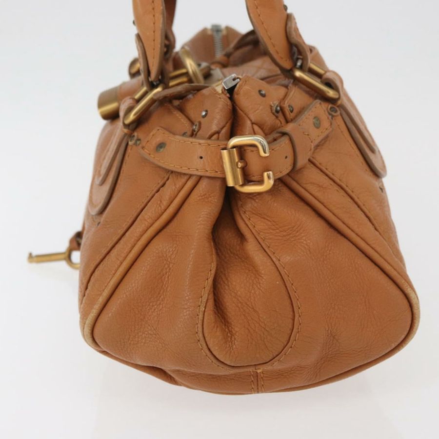 【日本直送】Chloe Paddington 手提包,棕色、銀色、金色皮革,正品 am11277A-2