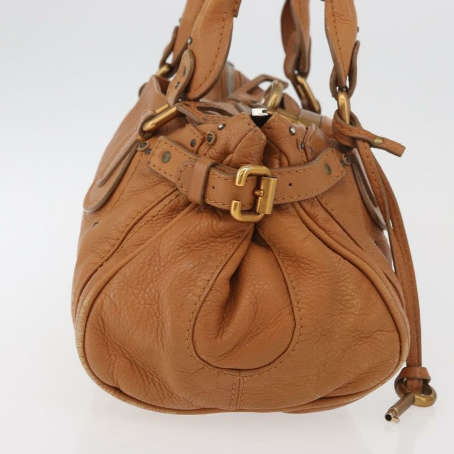 【日本直送】Chloe Paddington 手提包,棕色、銀色、金色皮革,正品 am11277A-3