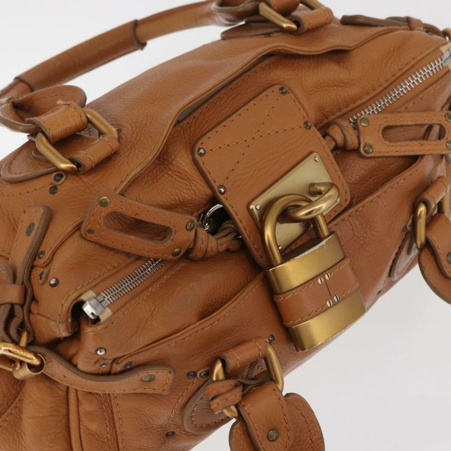 【日本直送】Chloe Paddington 手提包,棕色、銀色、金色皮革,正品 am11277A-5