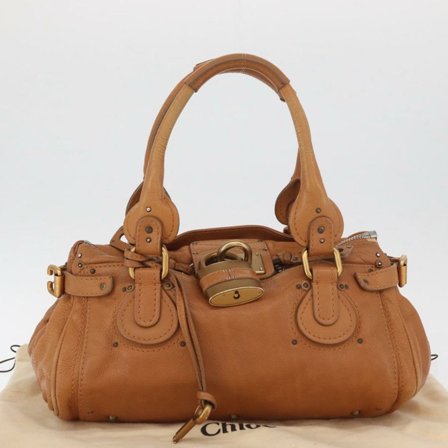 【日本直送】Chloe Paddington 手提包,棕色、銀色、金色皮革,正品 am11277A-11
