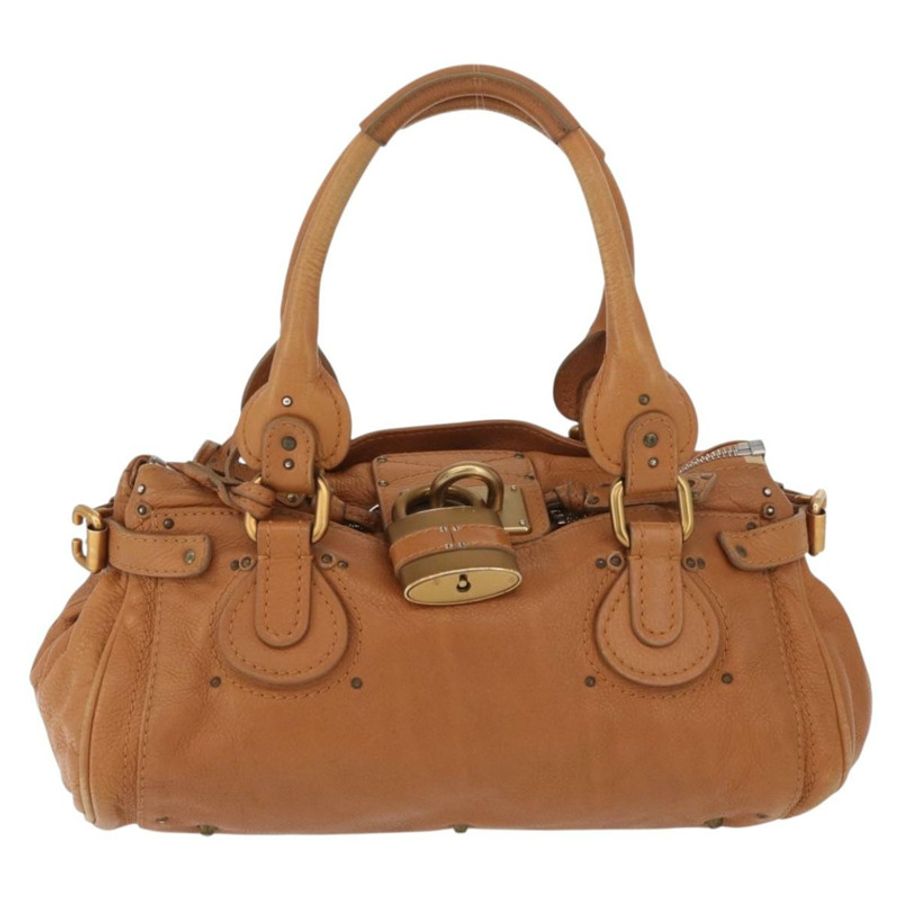【日本直送】Chloe Paddington 手提包,棕色、銀色、金色皮革,正品 am11277A-12