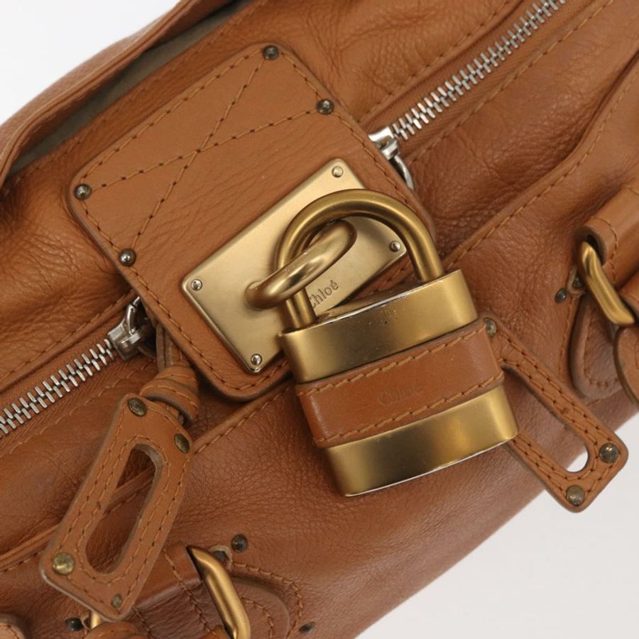 【日本直送】Chloe Paddington 手提包,棕色、銀色、金色皮革,正品 am11277A-17