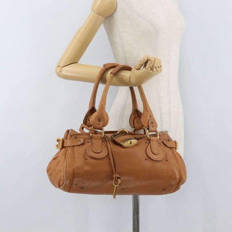 【日本直送】Chloe Paddington 手提包,棕色、銀色、金色皮革,正品 am11277A-25