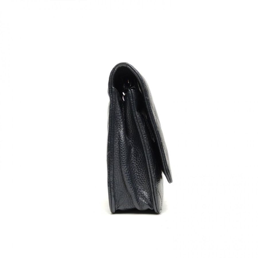 CHANEL CFWOC19黑色荔枝牛皮25開銀扣肩背包-3