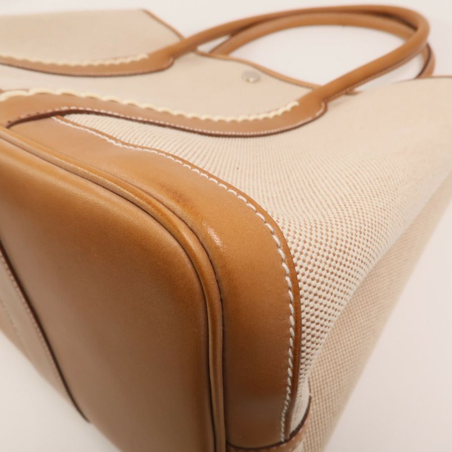 HERMES 帆布/Barenia皮革Garden Party PM手挽袋-10