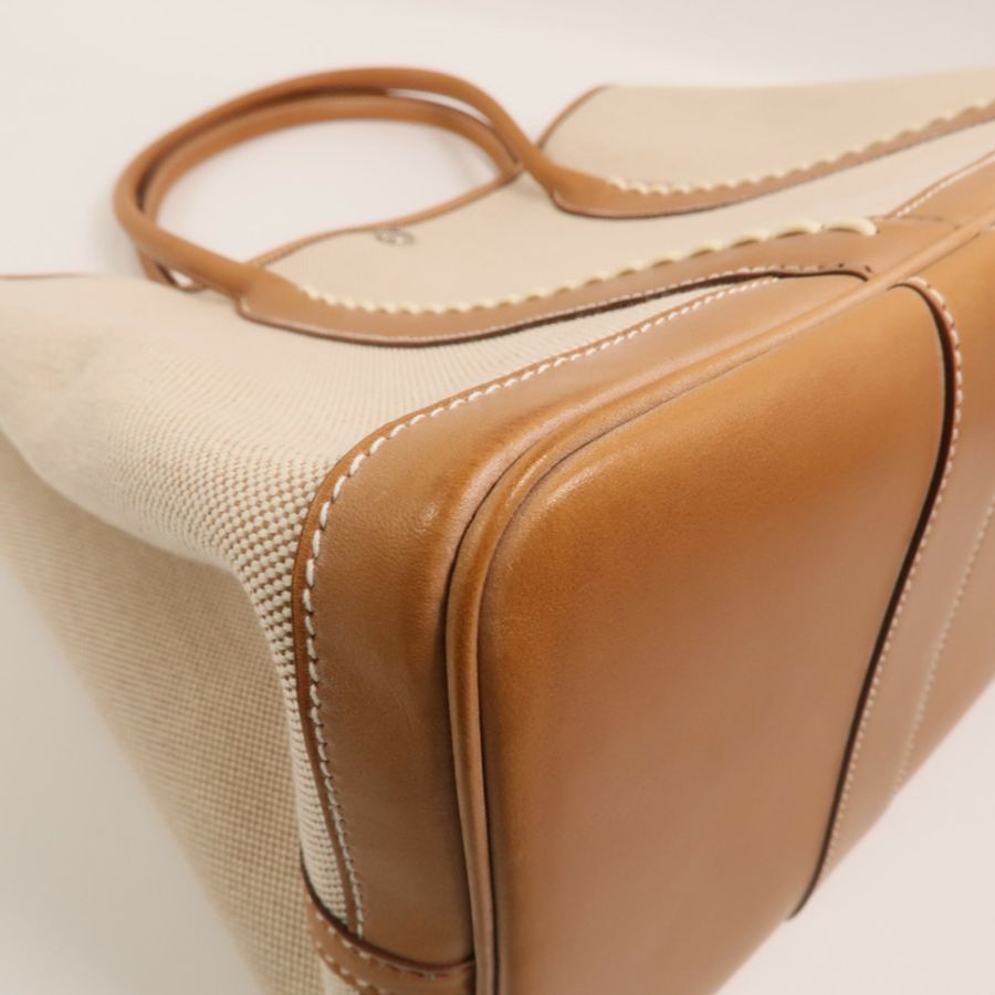 HERMES 帆布/Barenia皮革Garden Party PM手挽袋-11
