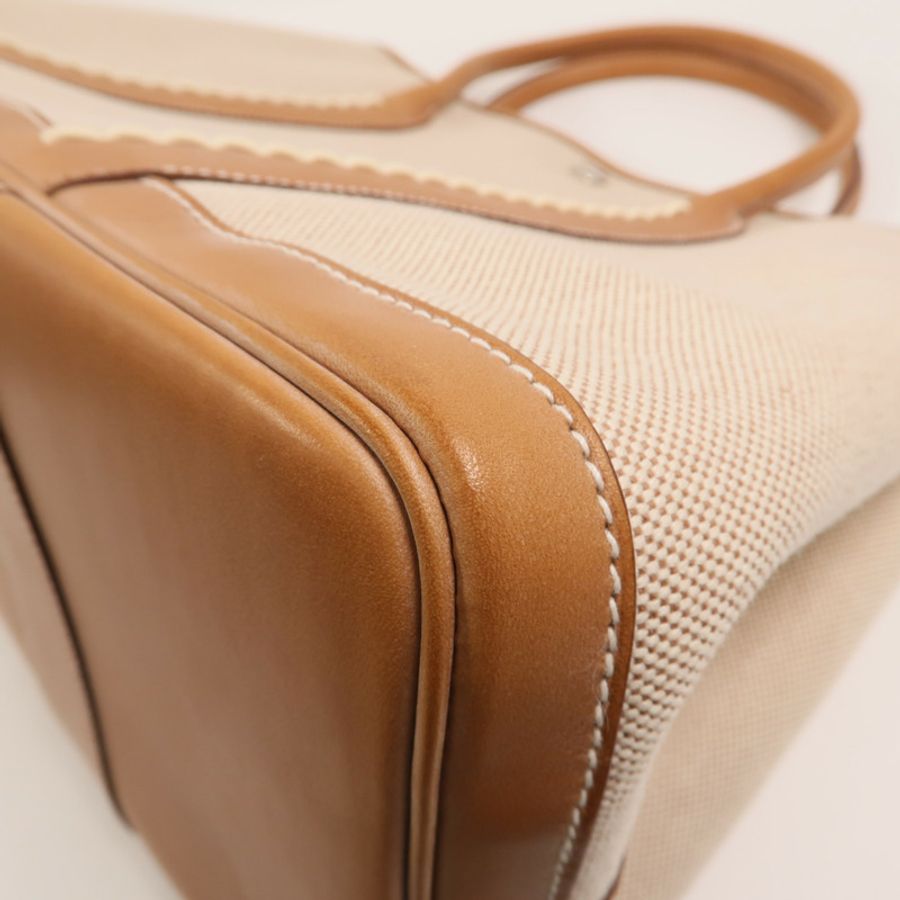HERMES 帆布/Barenia皮革Garden Party PM手挽袋-12