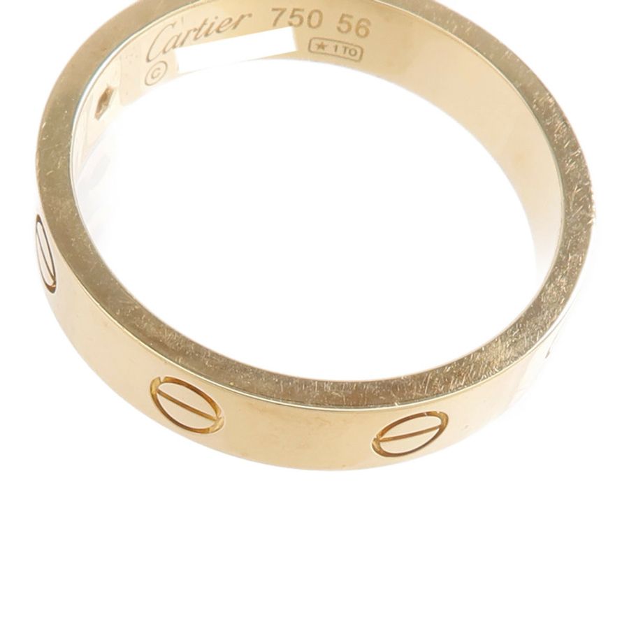 CARTIER 18K黃金Mini Love Ring 1P Diamond鑽石戒指-5