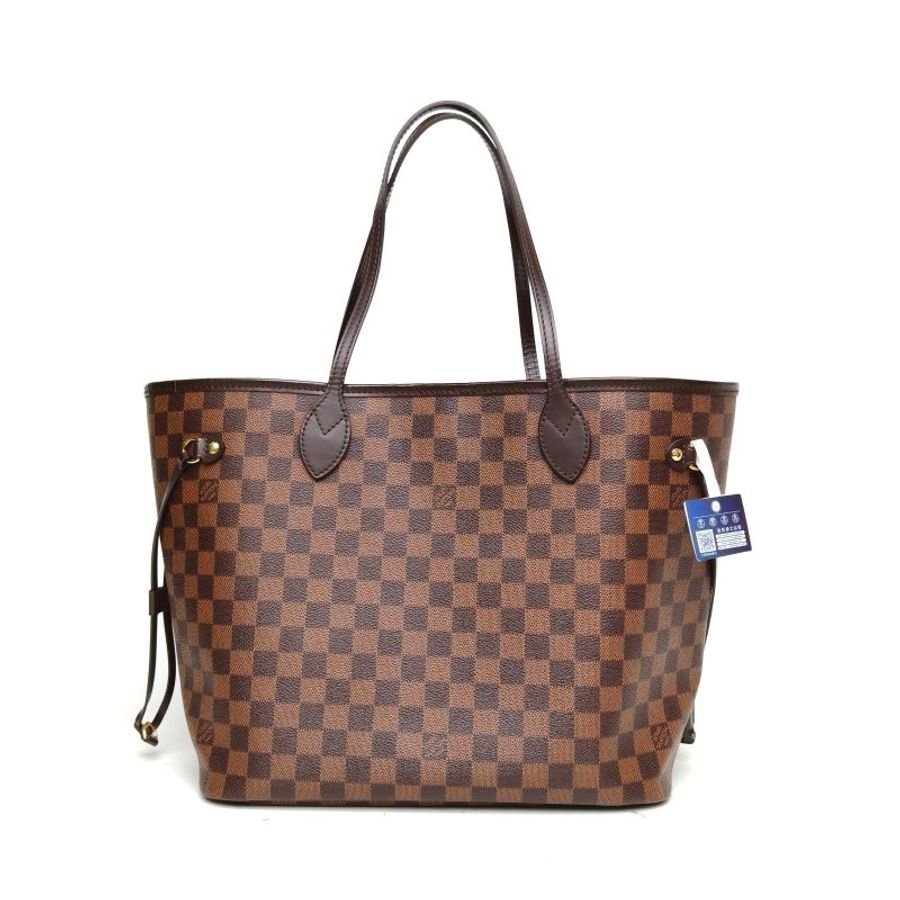 LOUIS VUITTON LOUISVUITTONNeverfull中號31配子袋棕色棋盤格PVC金扣肩背包-2