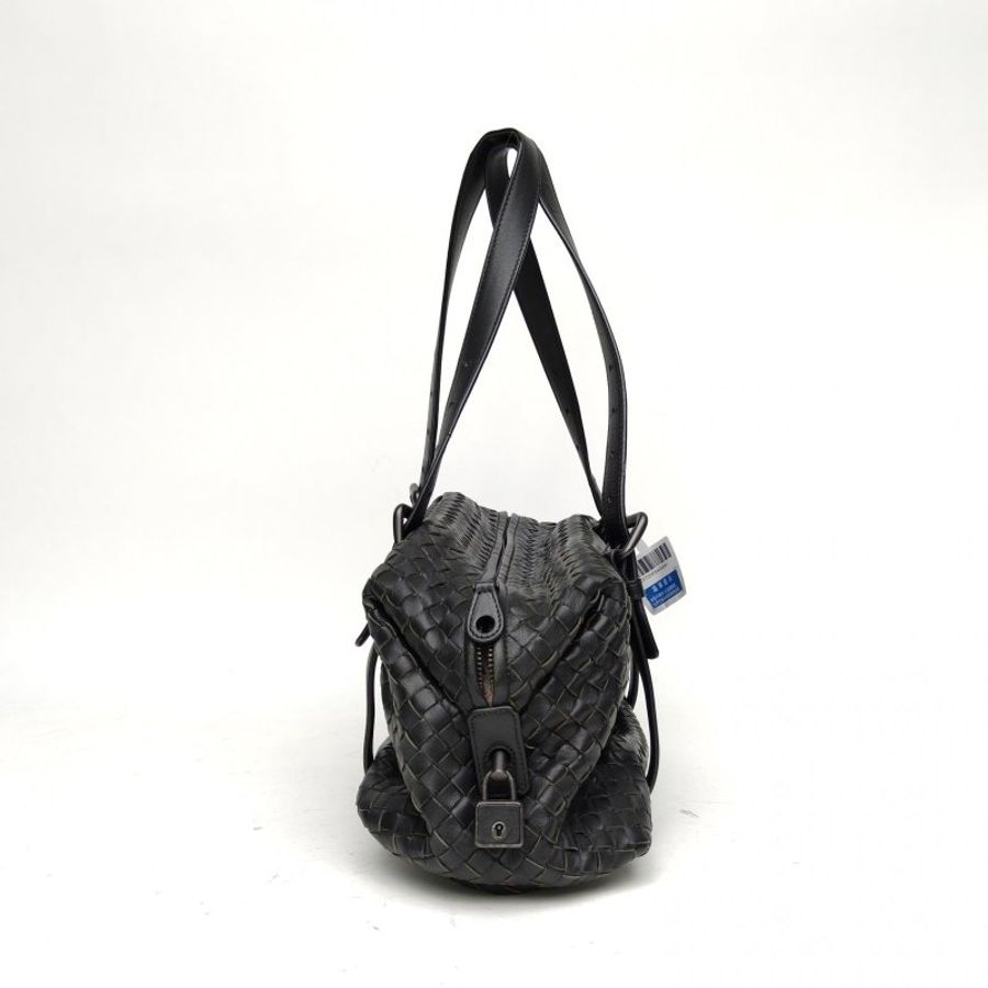 BOTTEGA VENETA BOTTEGAVENETA黑色羊皮黑扣編織手提包肩背包-1