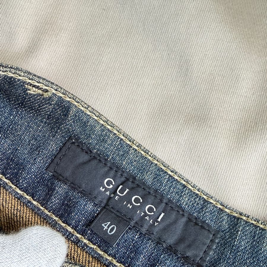 莉亞精品♡ Gucci牛仔短裙深藍 40 二手-2