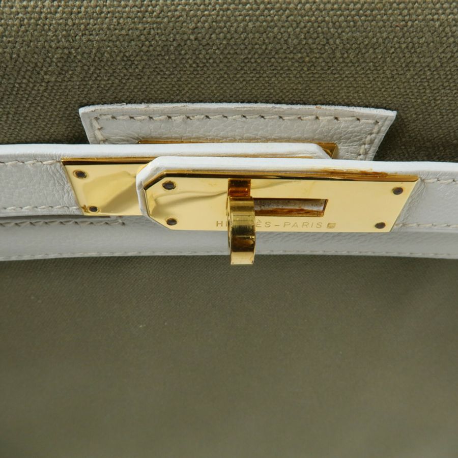 HERMES Toile H帆布Kelly 35手挽肩背兩用袋-16