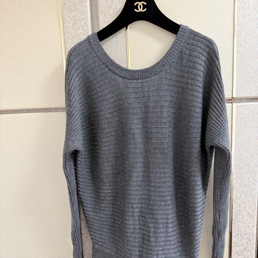 96)AllSaints 經典灰銀蔥 兩穿式不對稱羊毛混紡針織洋裝(Size: M)-5