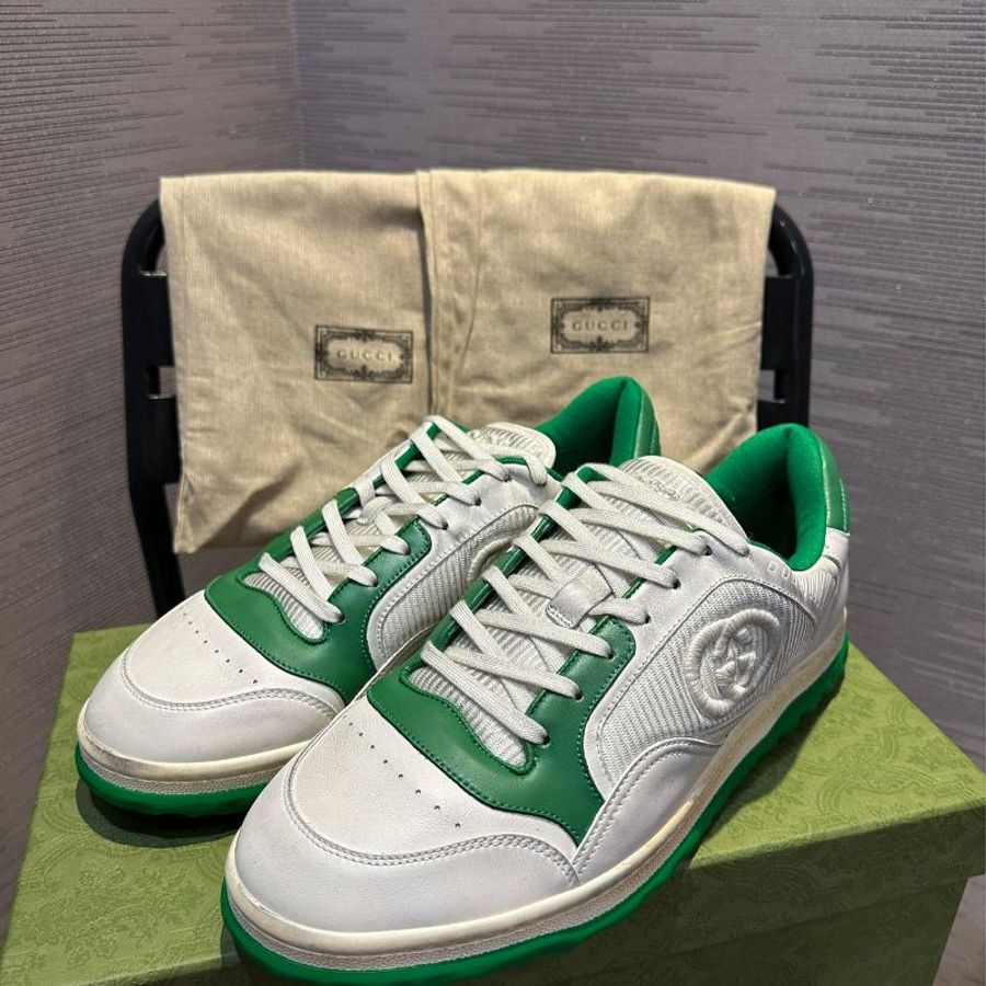 💎Han's house精品服飾💎 GUCCI Run mac80 仿舊髒 小牛皮 鞋 現貨 UK10.5 ~11.5 原價26000-1