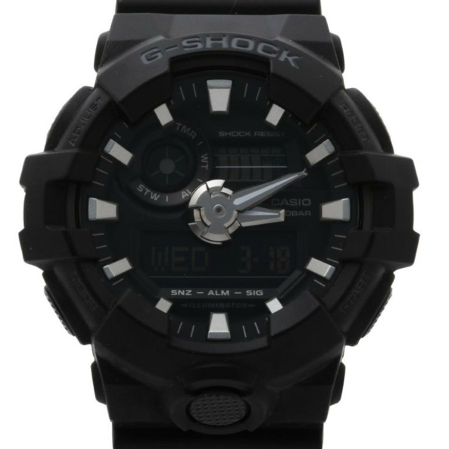 卡西歐 G-SHOCK GA-700 系列 GA-700-1BJF 黑色樹脂男士手錶(指針/數位雙顯)-0