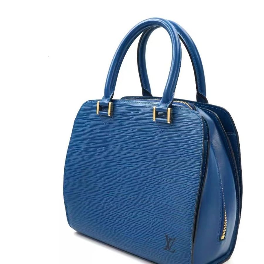 LV Pont Neuf牛皮純色水波紋手提包 藍色 牛皮24*22*11.5 98新配件塵袋-2