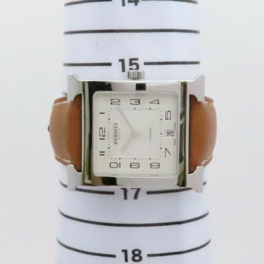 Heure H Hour 自動上鍊機械 腕錶 白錶面 棕色牛皮錶帶【HERMES 愛馬仕】 HH2.810.220-9