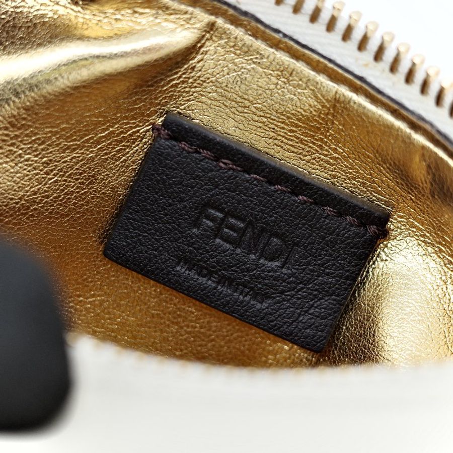 FENDI 芬迪 白金小牛皮 Fendigraphy MINI 半月包 手拿包 7AS089 專櫃 71400-16