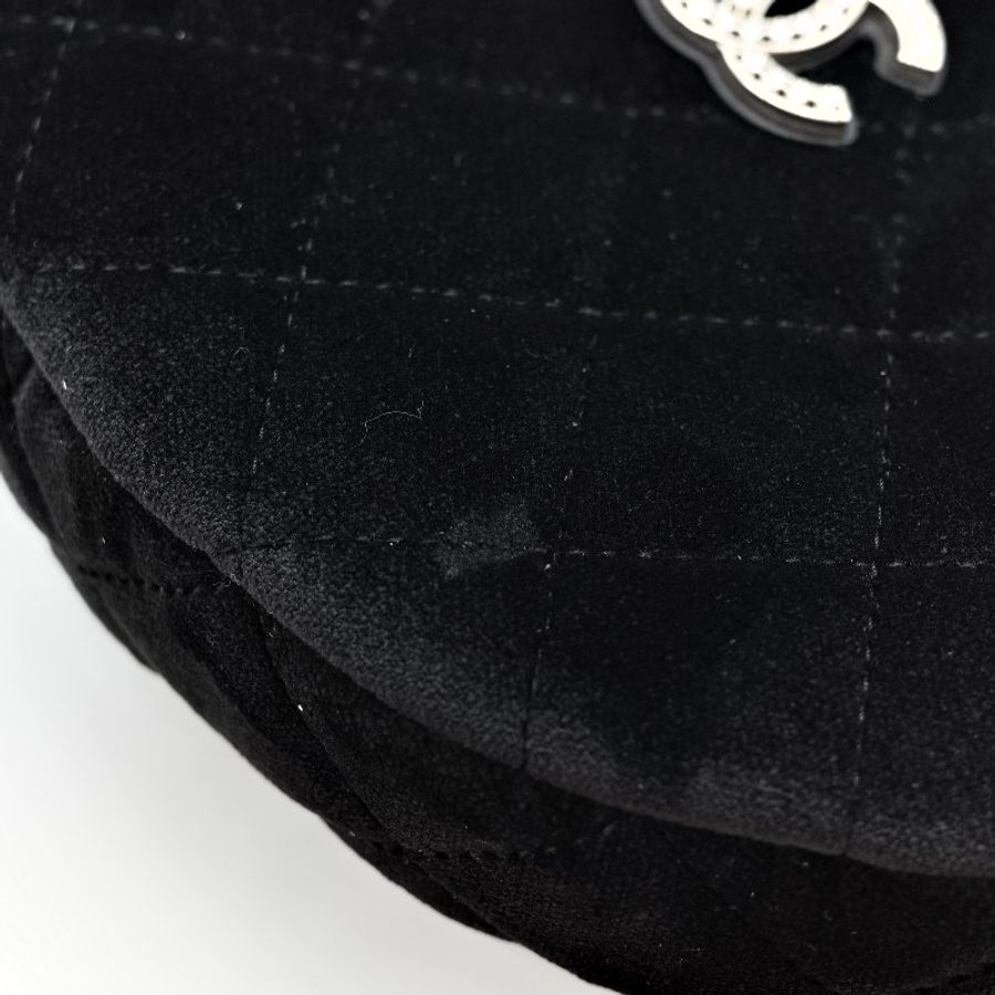Chanel 香奈兒 絲絨 絨布 黑色 鑽石扣 斜挎包 月亮包-5