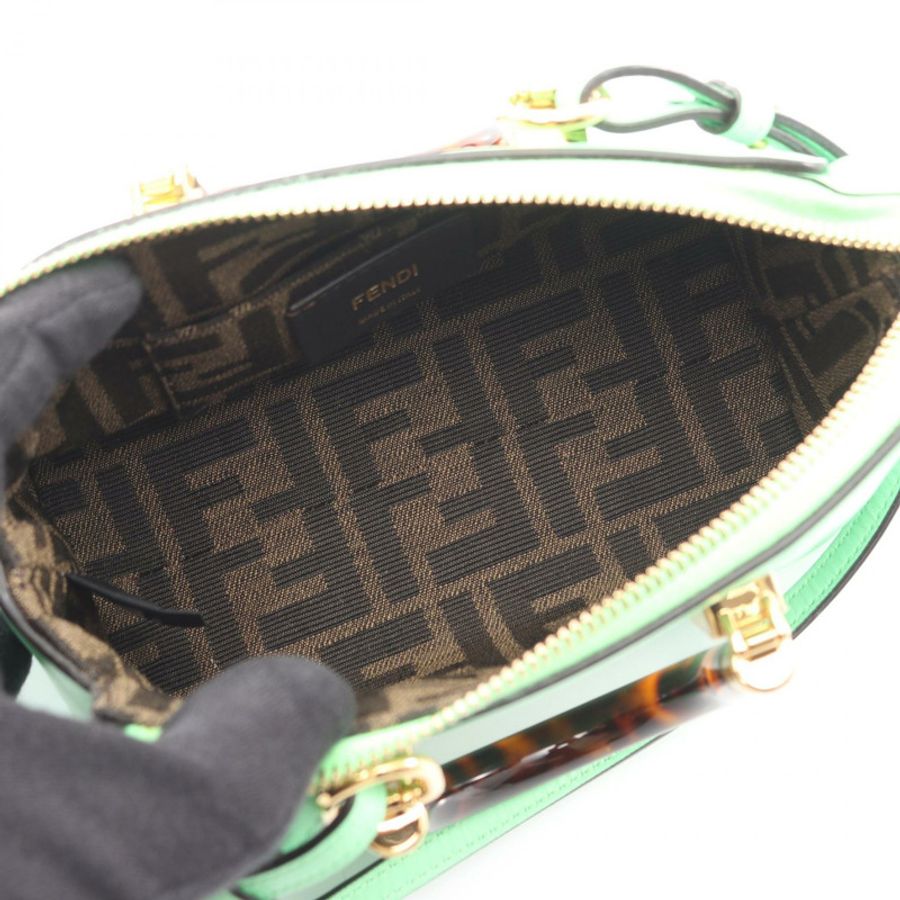 FENDI By the Way 迷你肩斜背包 8BS067 皮革 綠色 二手 女士-2