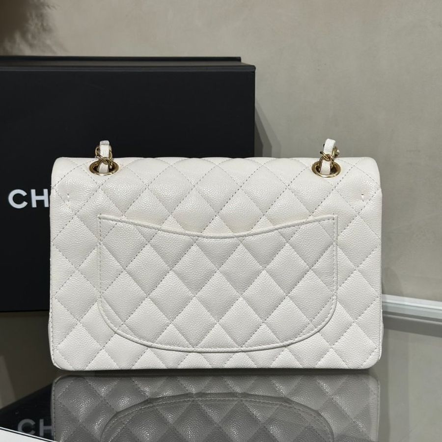 CHANEL 經典口蓋包 CF23 - 粒面牛皮白金-4