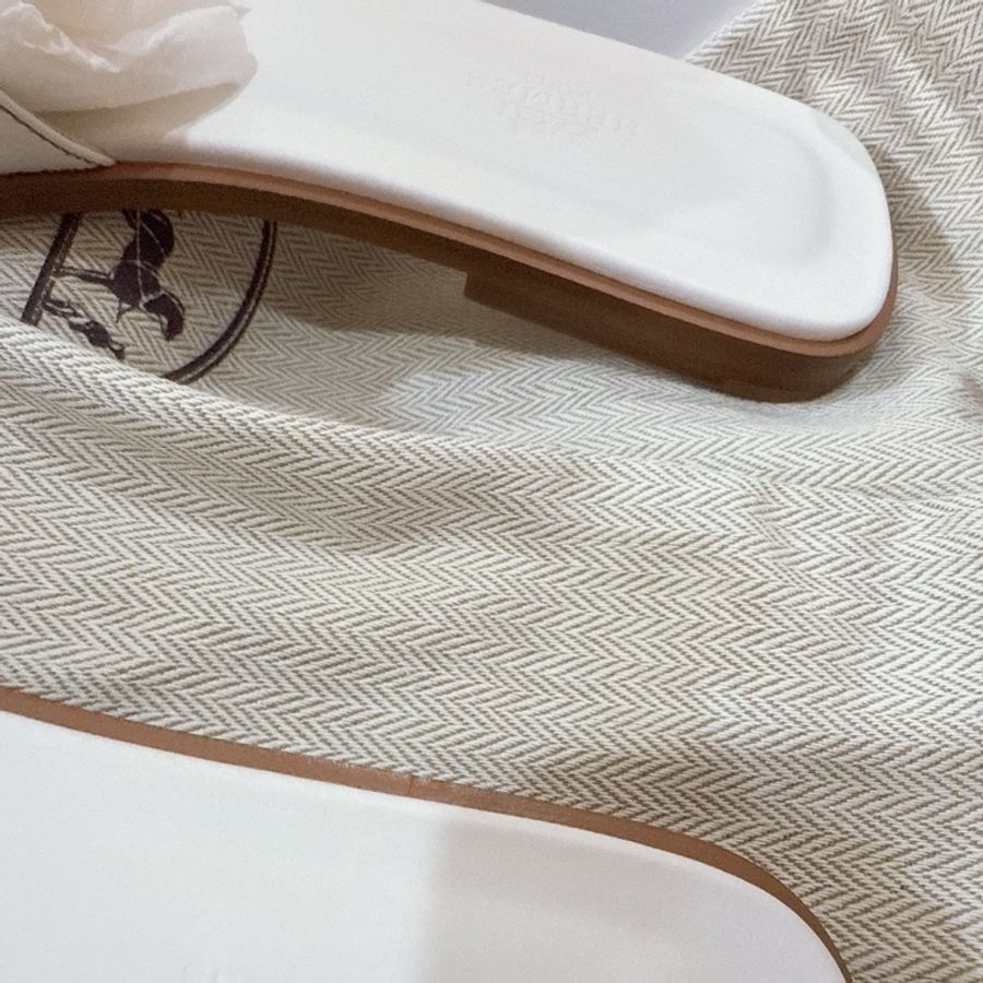 💖Hermes Oran H 拖鞋 白色 38.5號💖 全新全配 夏天必備✨-5