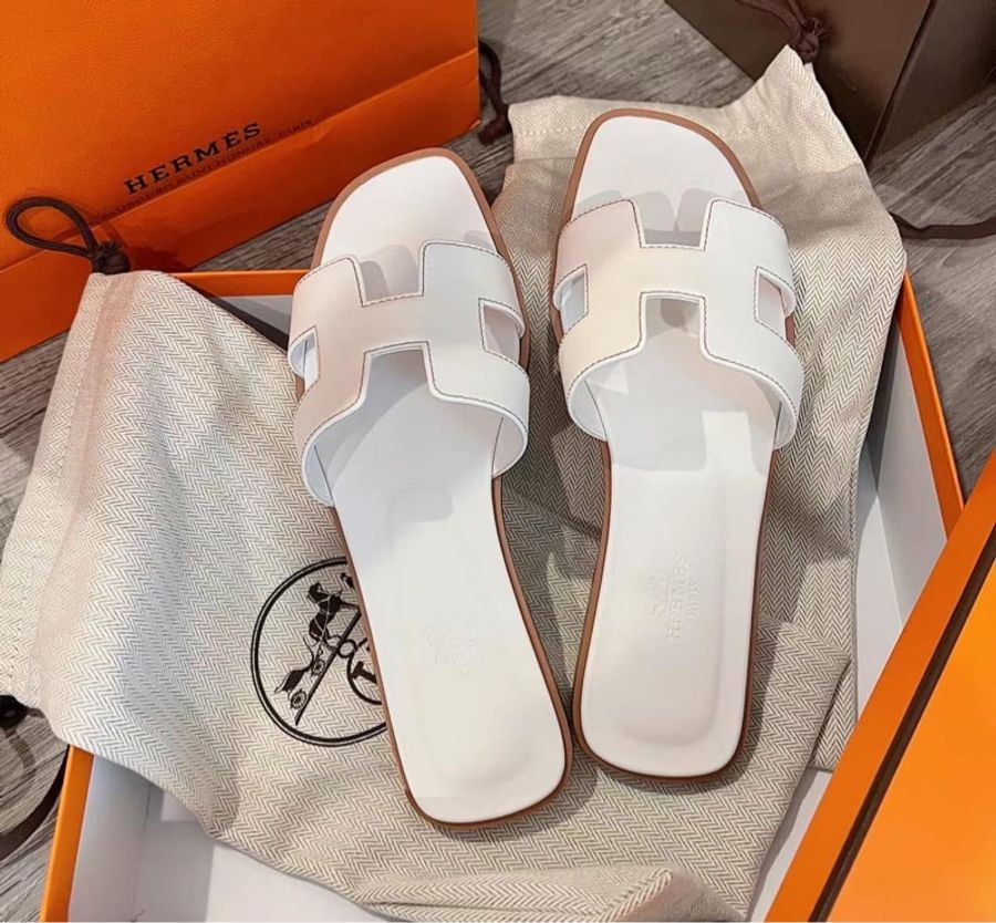💖Hermes Oran H 拖鞋 白色 38.5號💖 全新全配 夏天必備✨-7