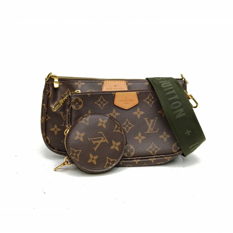 LOUIS VUITTON MultiPochetteAccessoires五合一綠肩帶老花PVC2020肩背包-0