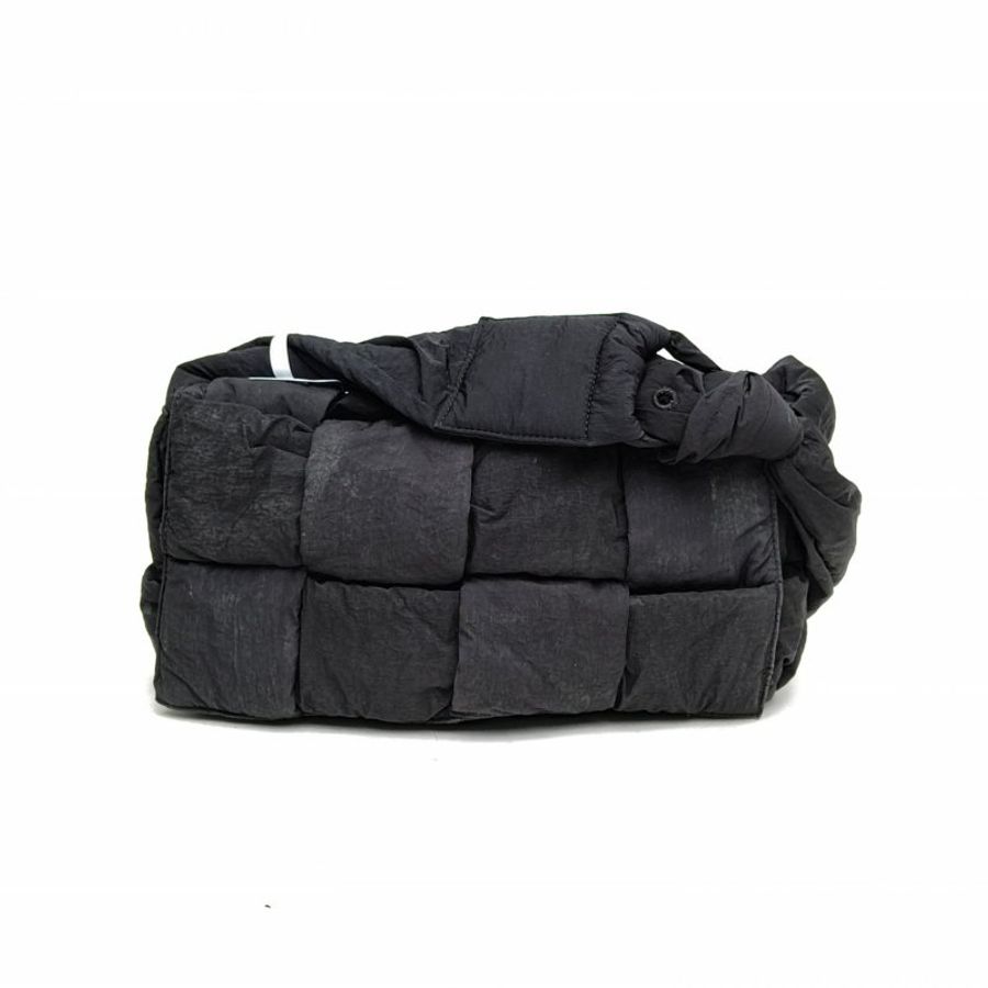 BOTTEGA VENETA CassetteBrick腋下包中號28黑色棉銀扣肩背包-0