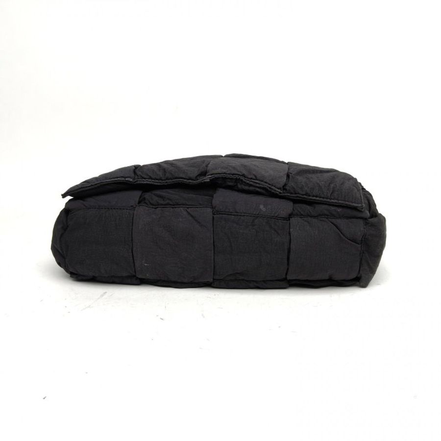BOTTEGA VENETA CassetteBrick腋下包中號28黑色棉銀扣肩背包-4