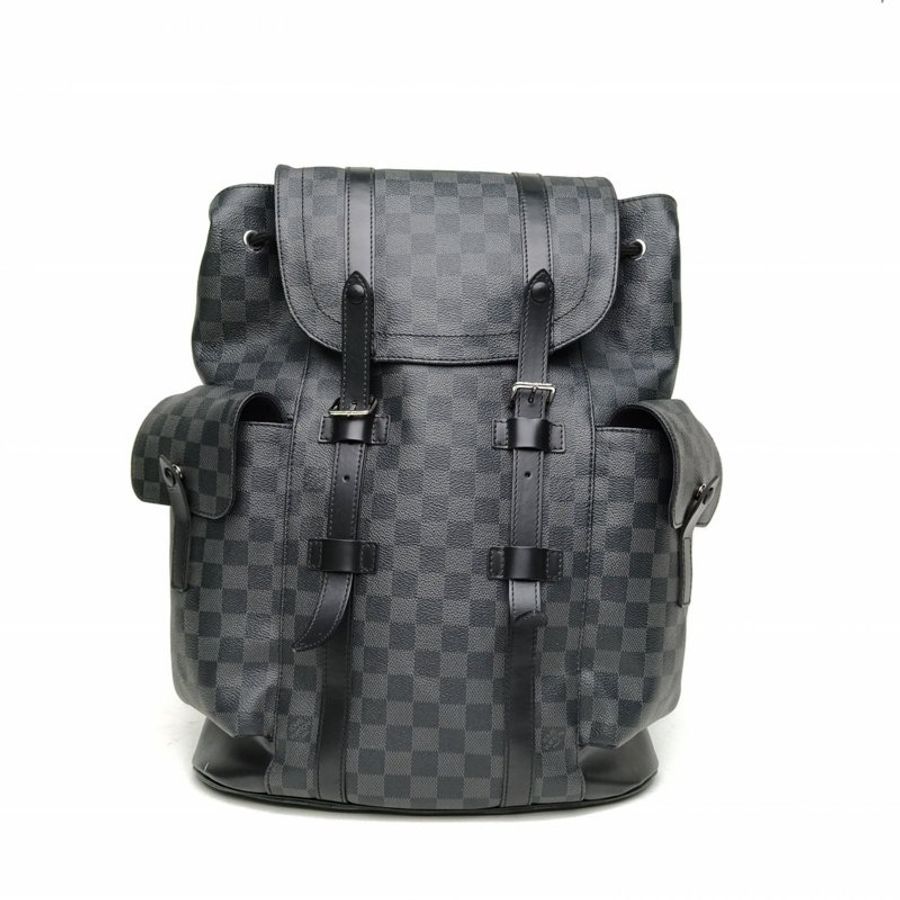LOUIS VUITTON Christopher雙肩包黑棋格PVC2018肩背包-0